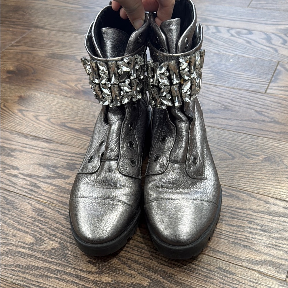 Karl Lagerfeld Metallic Embellished Combat Boots
